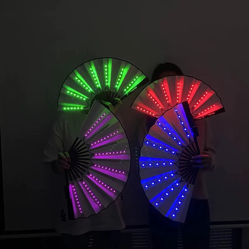 Glow Folding Led Fan Dancing Light Fan Night Show Halloween Christmas Rave Festival Accessories Glow in the Dark Party Supplies