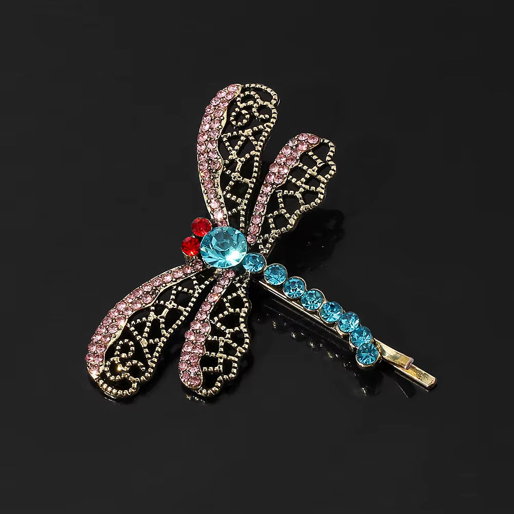 Horror Movie Coraline Crystal Dragonfly Hair Clip Brooch for Women Girls Cute Animal Hairpin Jewelry Halloween Gifts