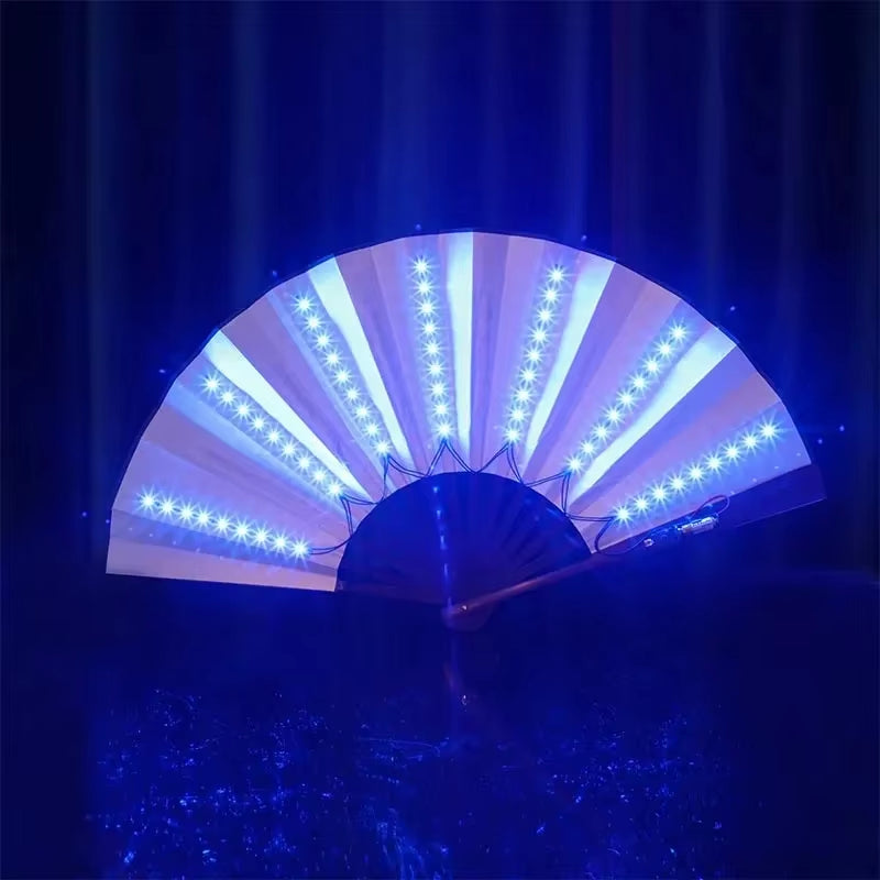 Glow Folding Led Fan Dancing Light Fan Night Show Halloween Christmas Rave Festival Accessories Glow in the Dark Party Supplies