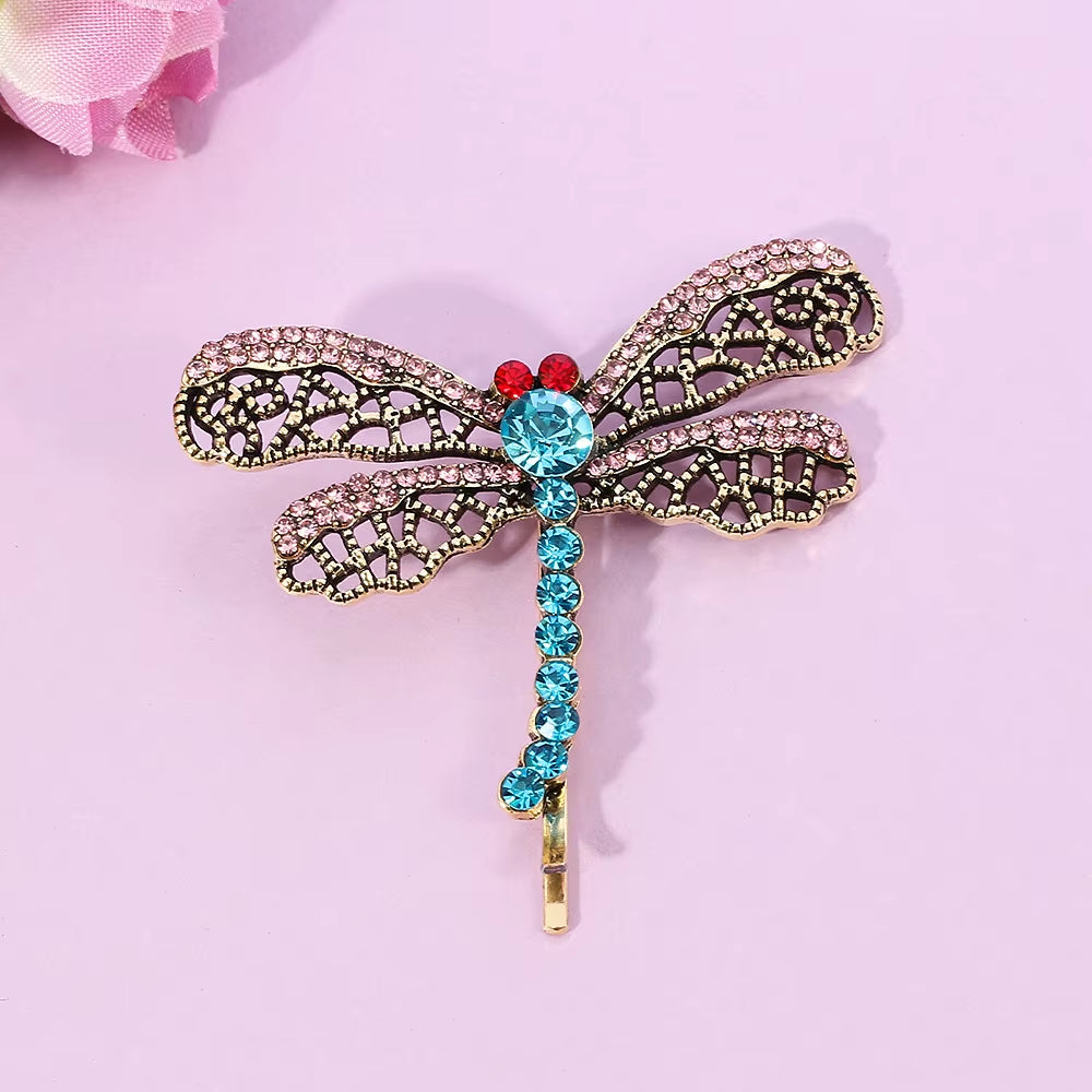 Horror Movie Coraline Crystal Dragonfly Hair Clip Brooch for Women Girls Cute Animal Hairpin Jewelry Halloween Gifts