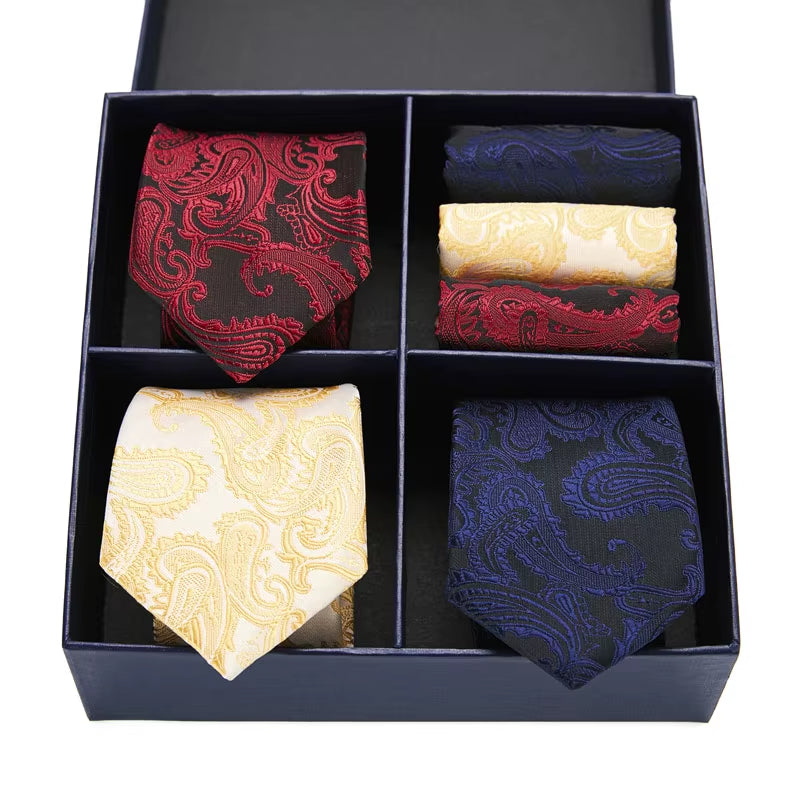 Gift Box Pack Mens Tie Skinny Pink Palid Silk Classic Jacquard Woven Extra Long Tie Hanky Set for Men Formal Wedding Party