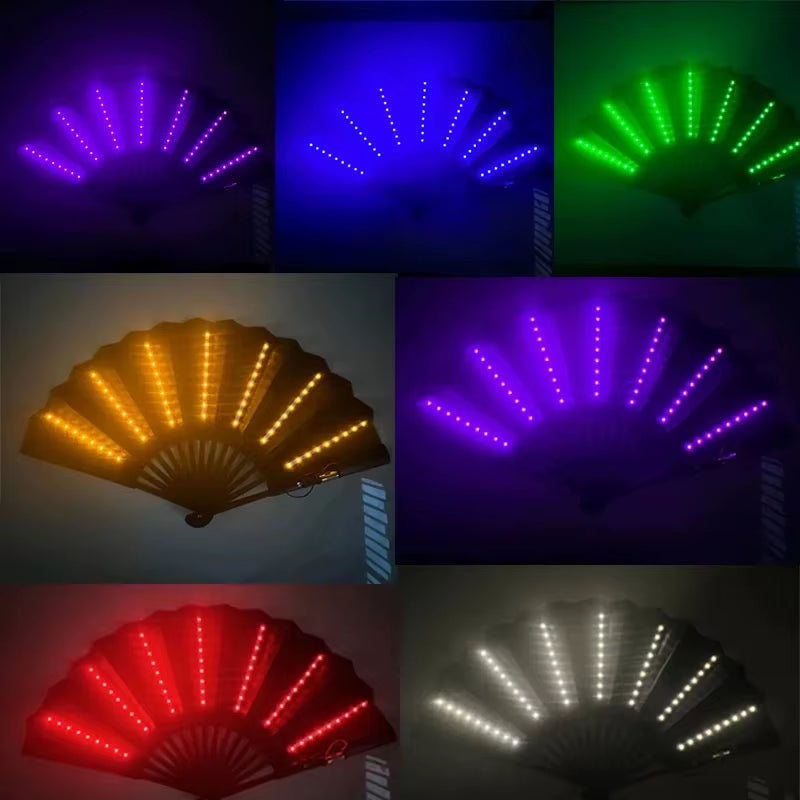 Glow Folding Led Fan Dancing Light Fan Night Show Halloween Christmas Rave Festival Accessories Glow in the Dark Party Supplies