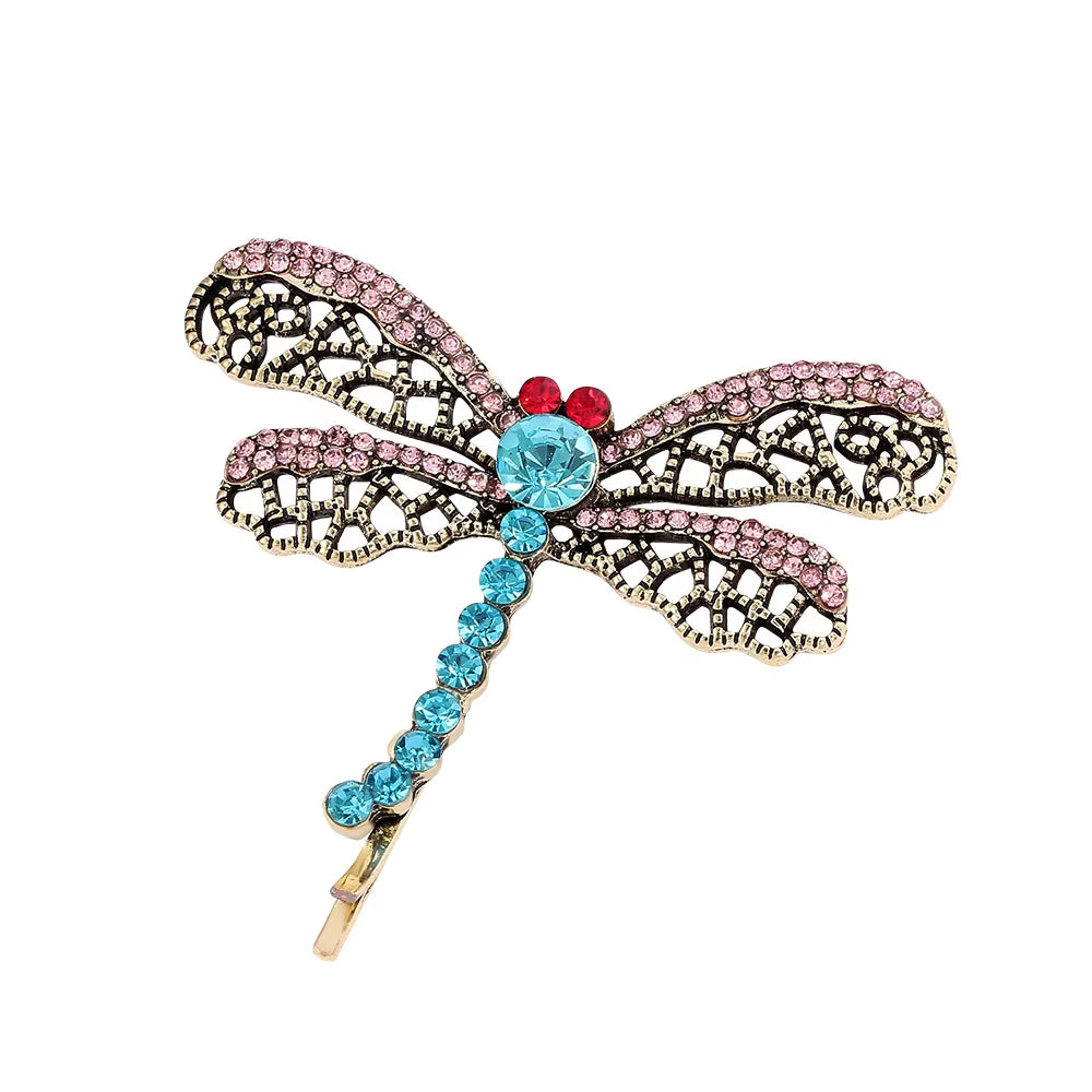 Horror Movie Coraline Crystal Dragonfly Hair Clip Brooch for Women Girls Cute Animal Hairpin Jewelry Halloween Gifts