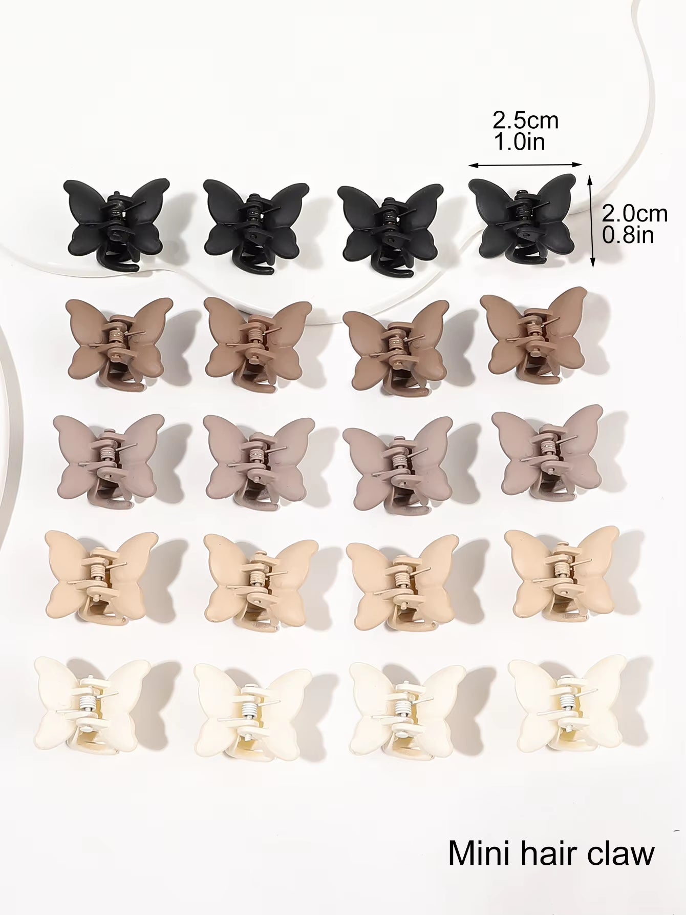 20 Pcs Butterfly Hair Clips,1 Inch Small Clips Non Slip Cute Matte Hair Claw Clip,Women Hair Jaw Clips Natural Color