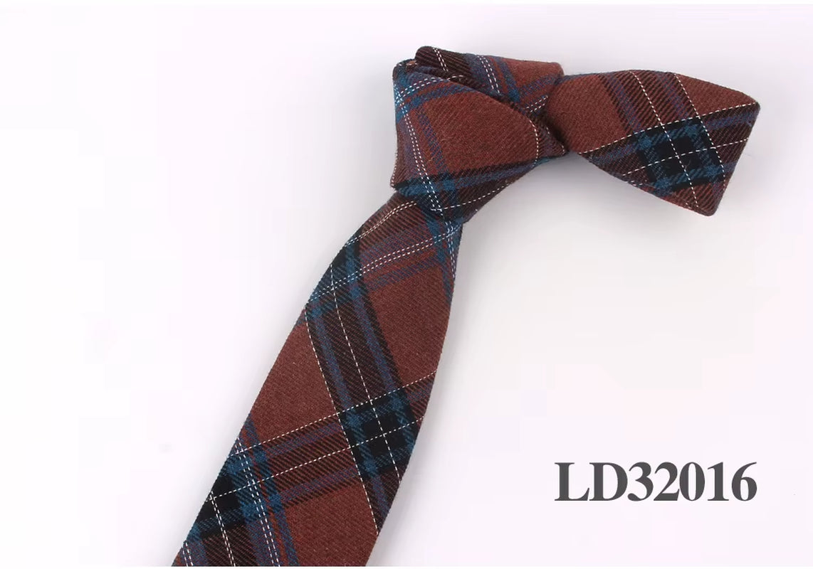 New Plaid Cotton Ties Skinny Causal Neck Tie for Men Suits Mens Slim Necktie for Business Cravats 7Cm Width Groom Neckties