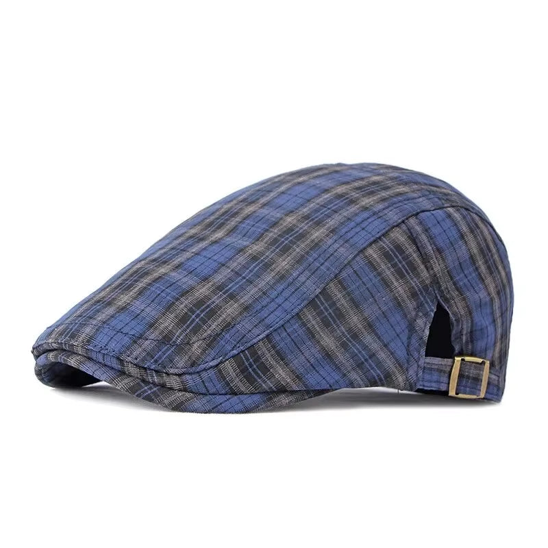 Casual Plaid Hats Men Berets Summer Herringbone Newsboy Cap Women Vintage Flat Ivy Hats Cotton Thin Golf Driving Cap Casquette