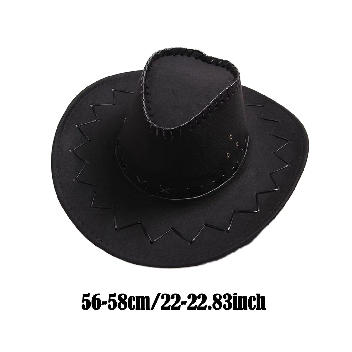 Classic Womens Western Cowboy Cowgirl Hat with Strap Fedora Wide Brim Hat with Belt Black Cowboy Hat Men Women Halloween Costume