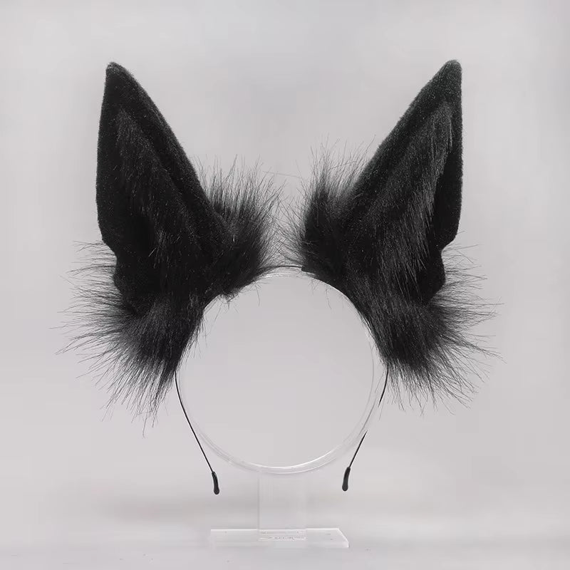 Women Cosplay Animal Wolf Ears Headdress Plush Hairband Furry Lolita Headband Anime for Halloween Christmas Hair Accessories