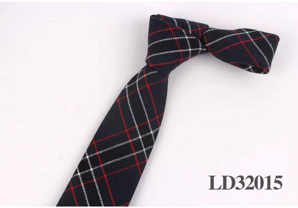 New Plaid Cotton Ties Skinny Causal Neck Tie for Men Suits Mens Slim Necktie for Business Cravats 7Cm Width Groom Neckties