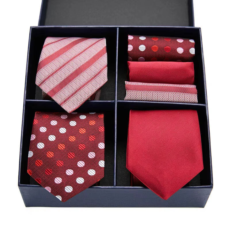 Gift Box Pack Mens Tie Skinny Pink Palid Silk Classic Jacquard Woven Extra Long Tie Hanky Set for Men Formal Wedding Party