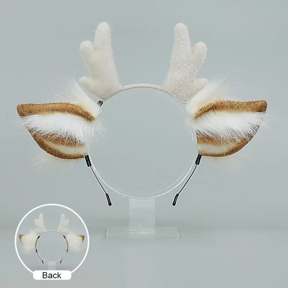 Women Cosplay Animal Wolf Ears Headdress Plush Hairband Furry Lolita Headband Anime for Halloween Christmas Hair Accessories