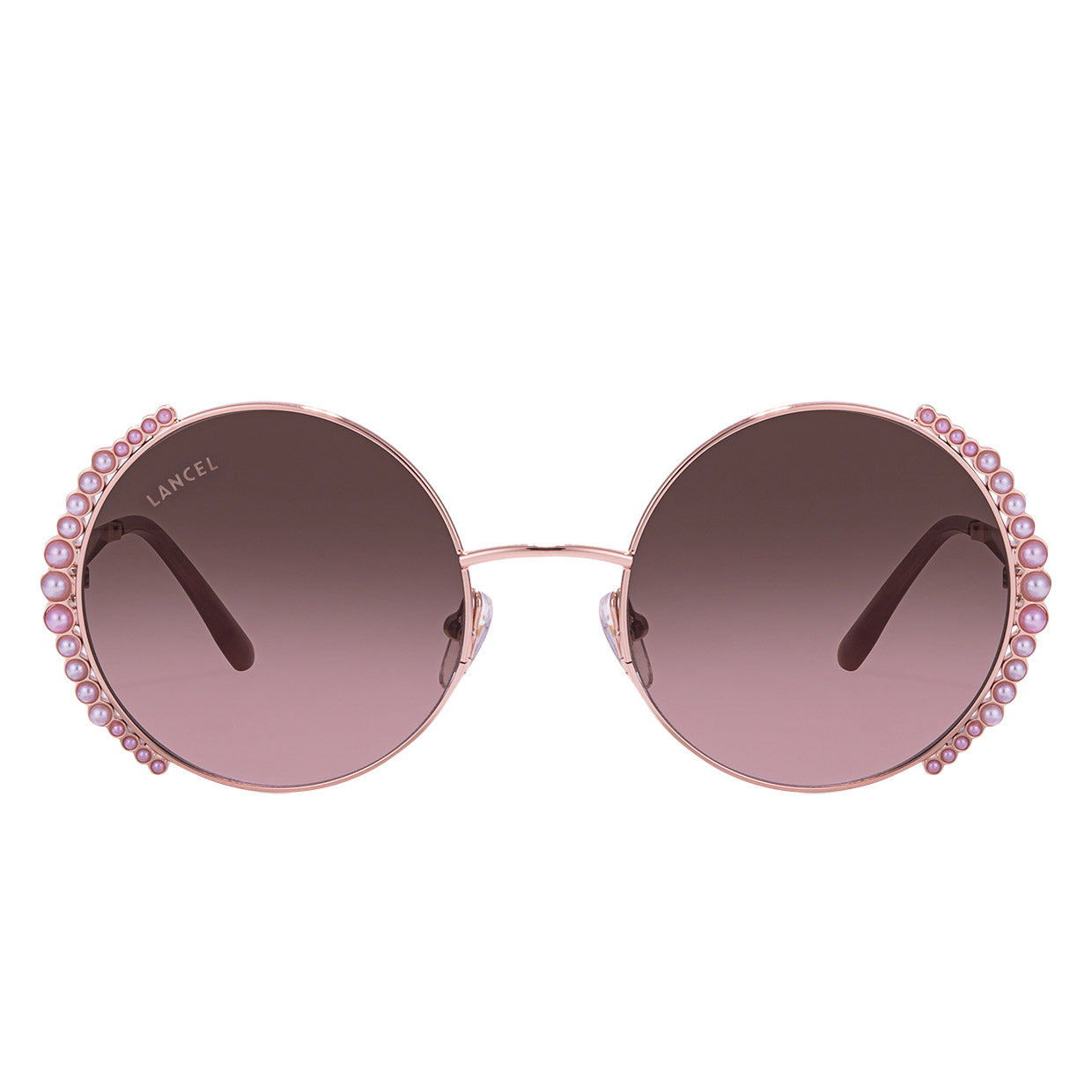 LA91013 Rose Gold Pink Brown Gradient Sunglasses