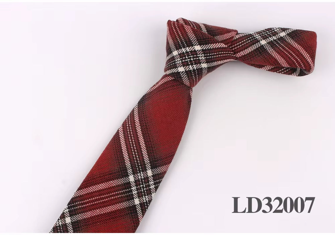 New Plaid Cotton Ties Skinny Causal Neck Tie for Men Suits Mens Slim Necktie for Business Cravats 7Cm Width Groom Neckties