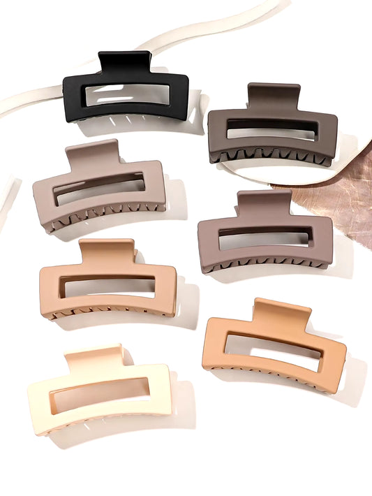 7 Pcs Big Hair Claw Clips 3.4" Non-Slip Big Square Matte for Women Girls, Strong Hold Banana Clips for Thick Thin Hair