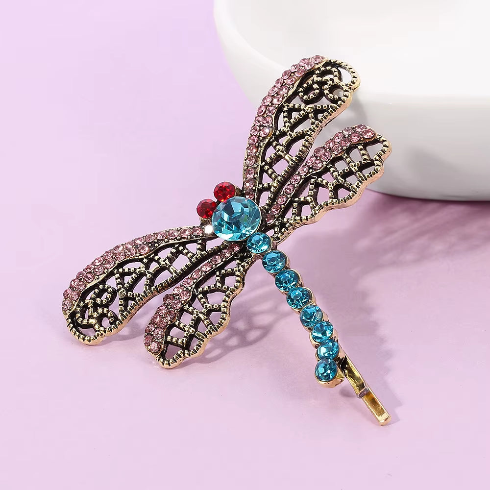 Horror Movie Coraline Crystal Dragonfly Hair Clip Brooch for Women Girls Cute Animal Hairpin Jewelry Halloween Gifts