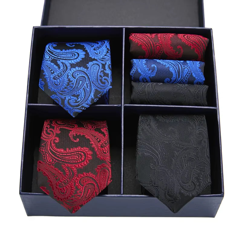 Gift Box Pack Mens Tie Skinny Pink Palid Silk Classic Jacquard Woven Extra Long Tie Hanky Set for Men Formal Wedding Party