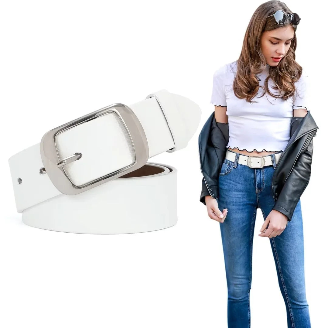 Women Leather Belts Dark Brown Waist Belt for Pants Jeans Dress