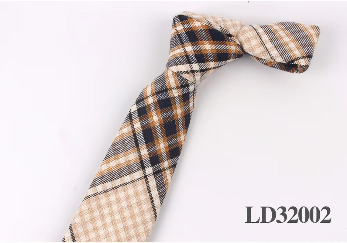 New Plaid Cotton Ties Skinny Causal Neck Tie for Men Suits Mens Slim Necktie for Business Cravats 7Cm Width Groom Neckties