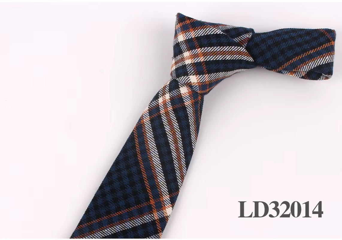 New Plaid Cotton Ties Skinny Causal Neck Tie for Men Suits Mens Slim Necktie for Business Cravats 7Cm Width Groom Neckties