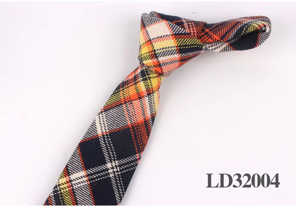 New Plaid Cotton Ties Skinny Causal Neck Tie for Men Suits Mens Slim Necktie for Business Cravats 7Cm Width Groom Neckties