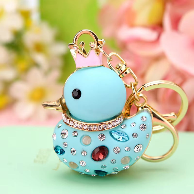 Fashion Duck Key Ring Purse Bag Keyring Rhinestone Keychain Charm Pendant Gift Keyfob