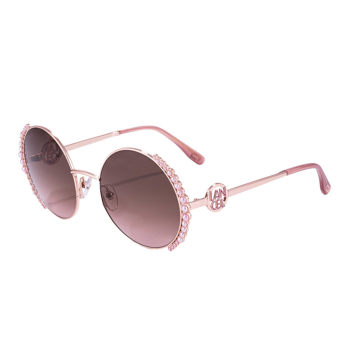 LA91013 Rose Gold Pink Brown Gradient Sunglasses