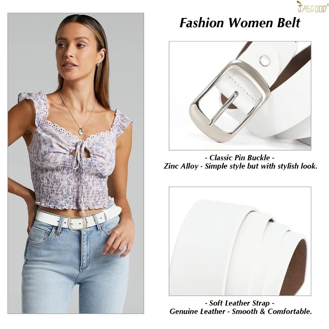 Women Leather Belts Dark Brown Waist Belt for Pants Jeans Dress