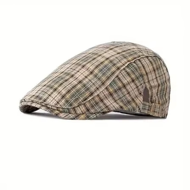 Casual Plaid Hats Men Berets Summer Herringbone Newsboy Cap Women Vintage Flat Ivy Hats Cotton Thin Golf Driving Cap Casquette