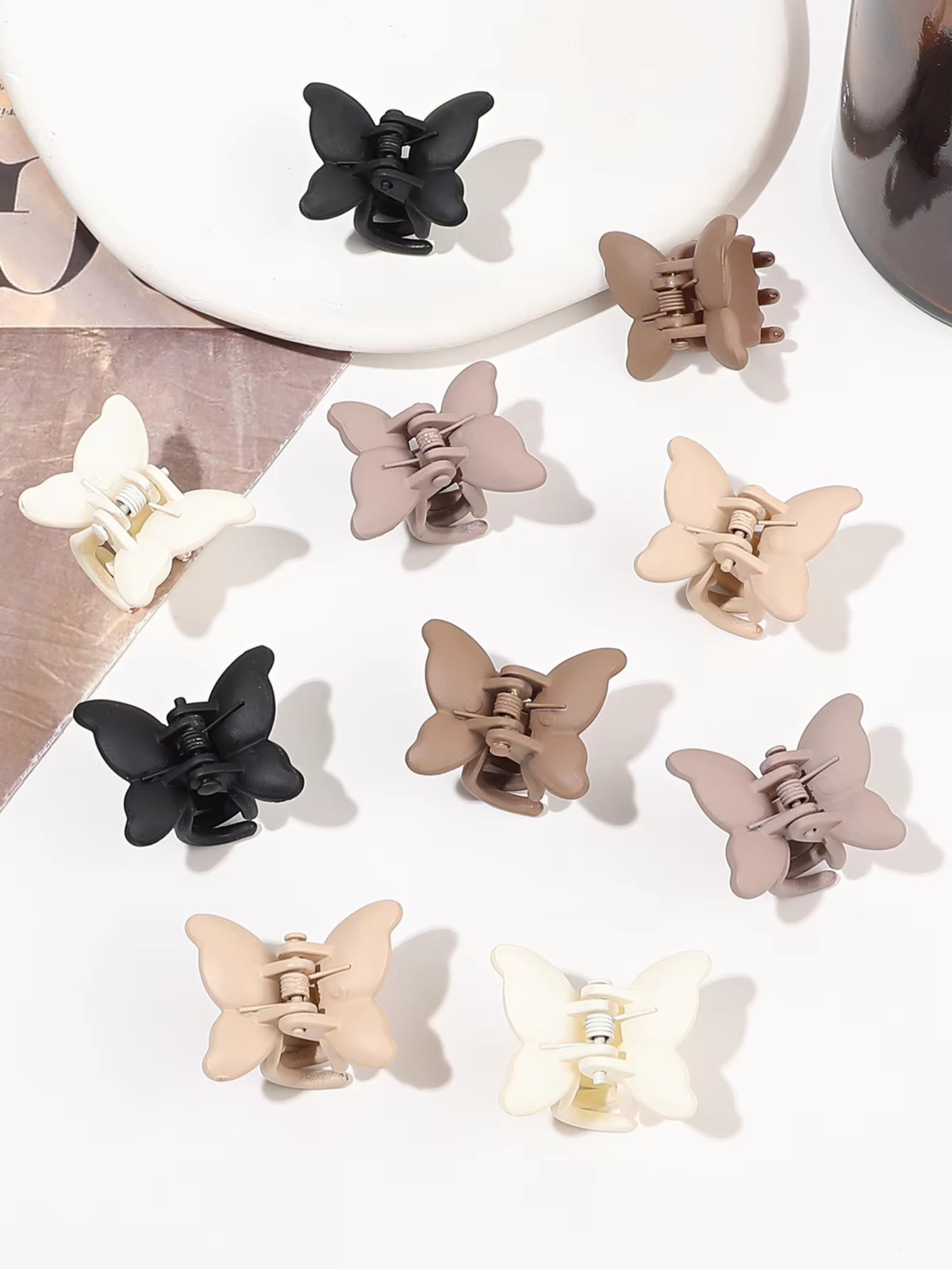 20 Pcs Butterfly Hair Clips,1 Inch Small Clips Non Slip Cute Matte Hair Claw Clip,Women Hair Jaw Clips Natural Color